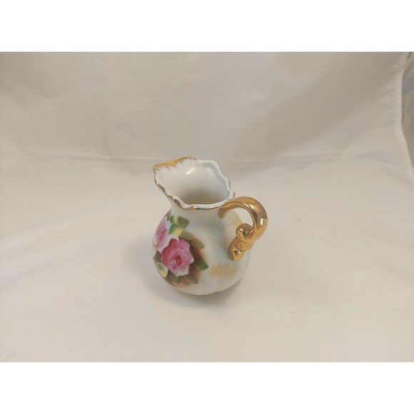 Vintage Brinns Pitsburg Hand Painted 4" Floral Pitcher Japan #T-2008 Gilded - Picture 5 of 8